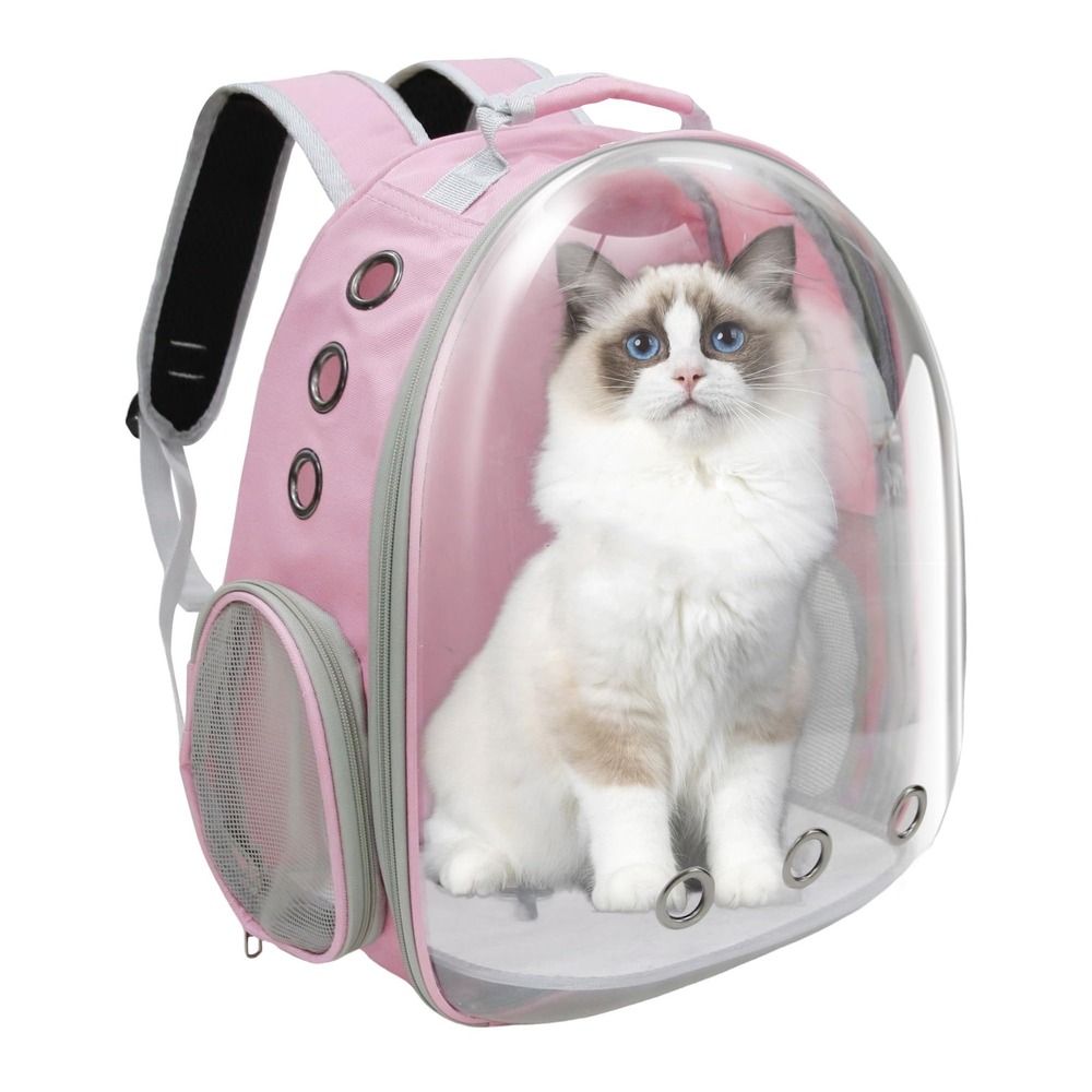 Pink Clear Bubble Pet Carrier Backpack for Small Cats and Dogs Travel Hiking